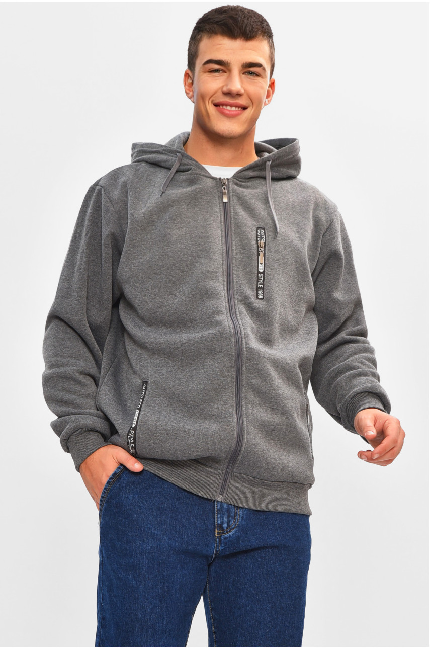 Кофта чоловіча однотонна на флісі сірого кольору 2536 207145