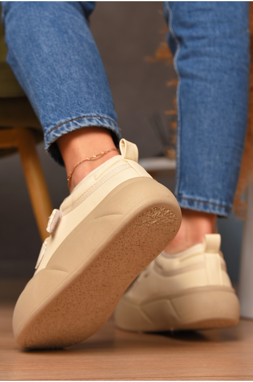 Кроссовки женские демисезонные светло-бежевого цвета N005-1 207148 Кроссовки женские демисезонные светло-бежевого цвета N005-1 207148