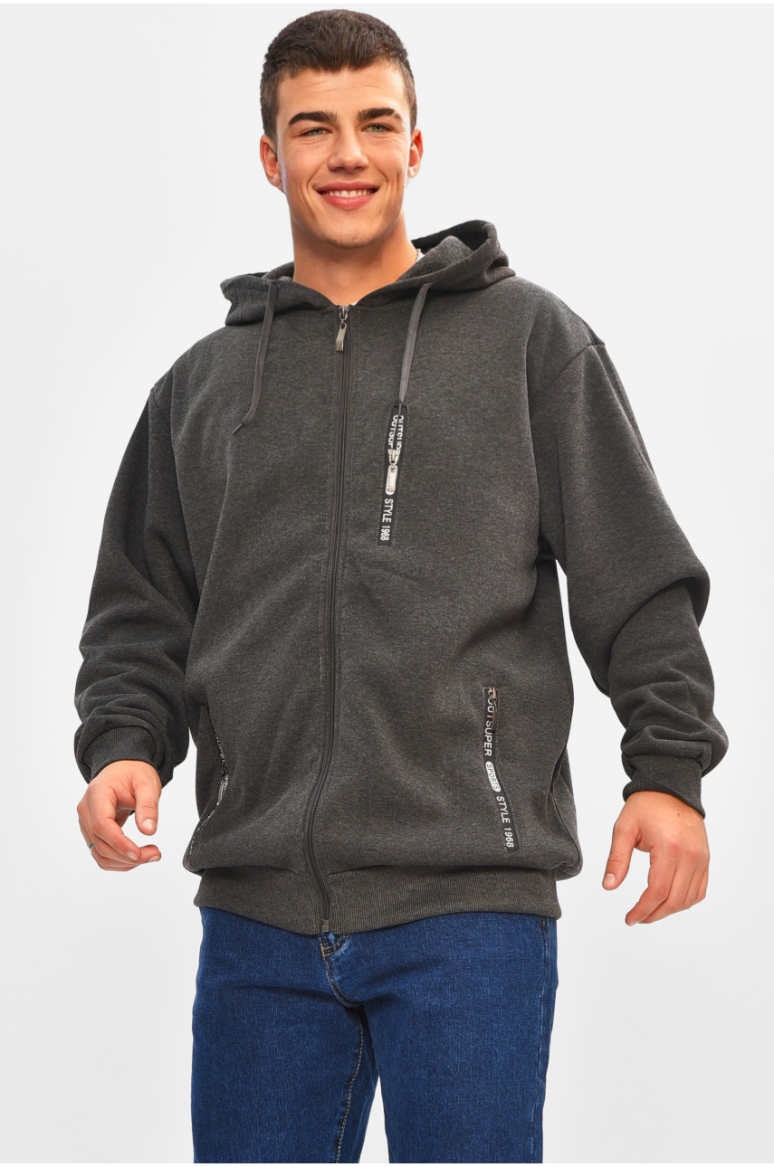 Кофта чоловіча однотонна на флісі темно-сірого кольору. 2536 207155