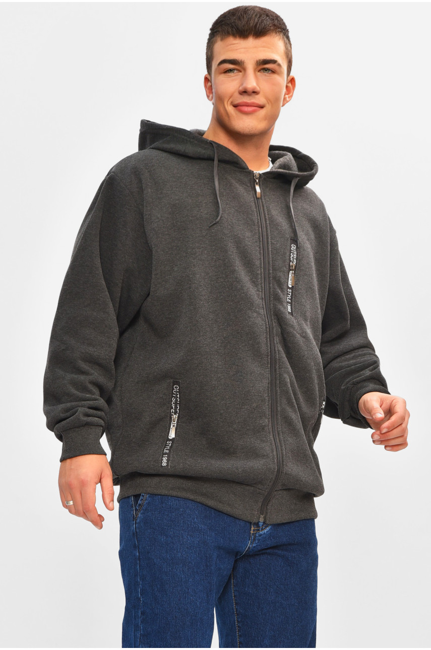 Кофта чоловіча однотонна на флісі темно-сірого кольору. 2536 207155