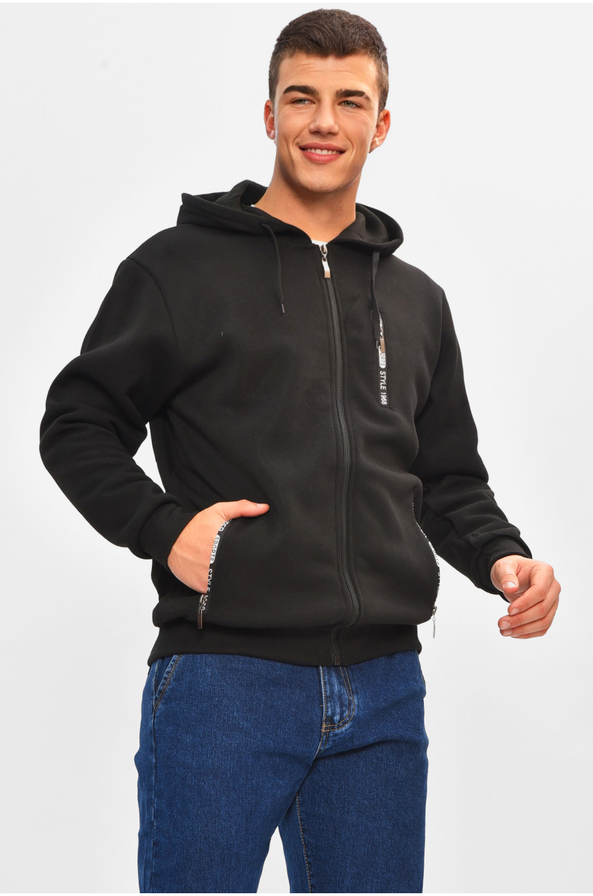 Кофта чоловіча однотонна на флісі чорного кольору 2536 207156