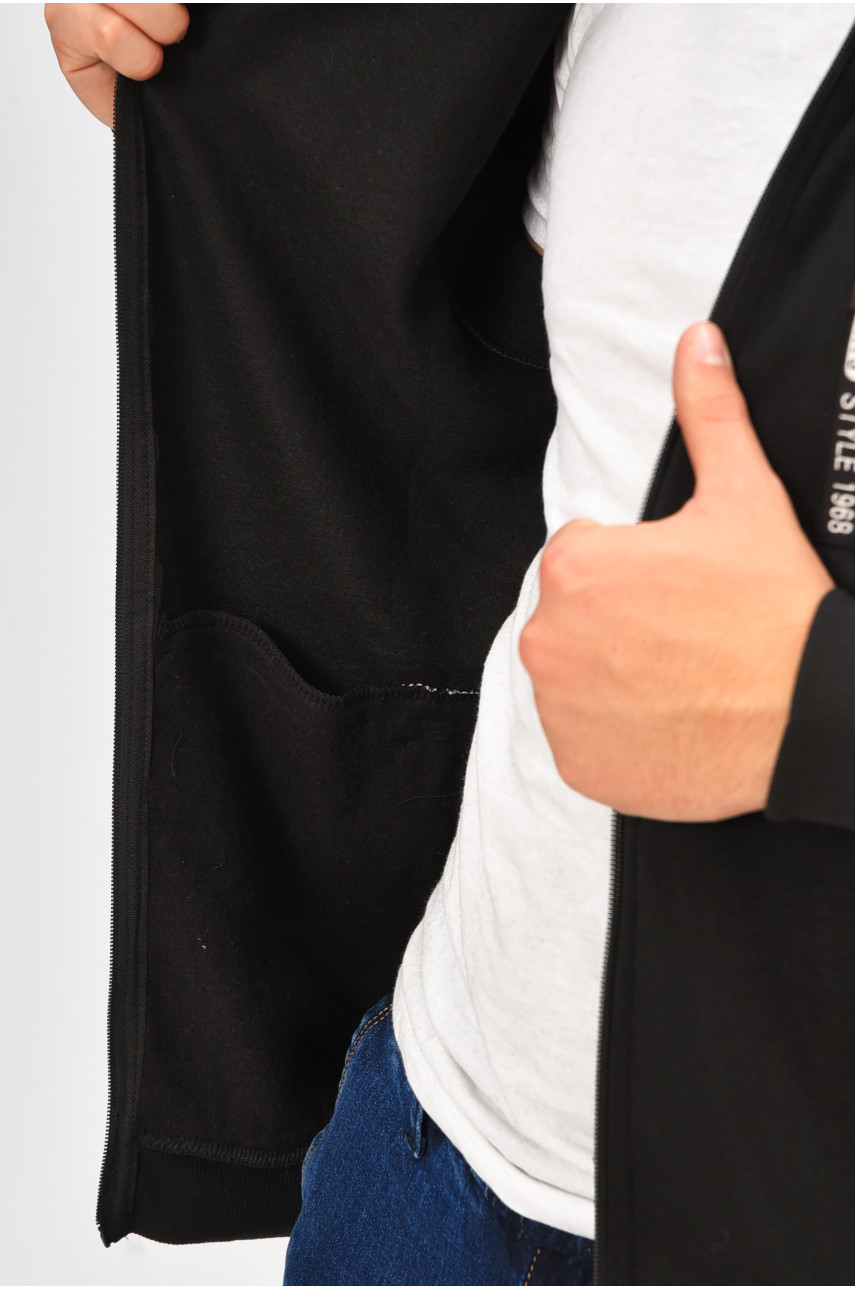 Кофта чоловіча однотонна на флісі чорного кольору 2536 207156