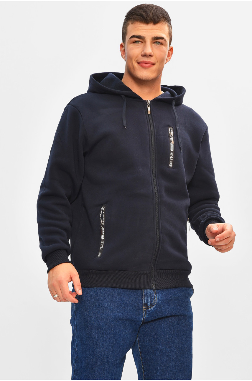 Кофта чоловіча однотонна на флісі темно-синього кольору 2536 207157