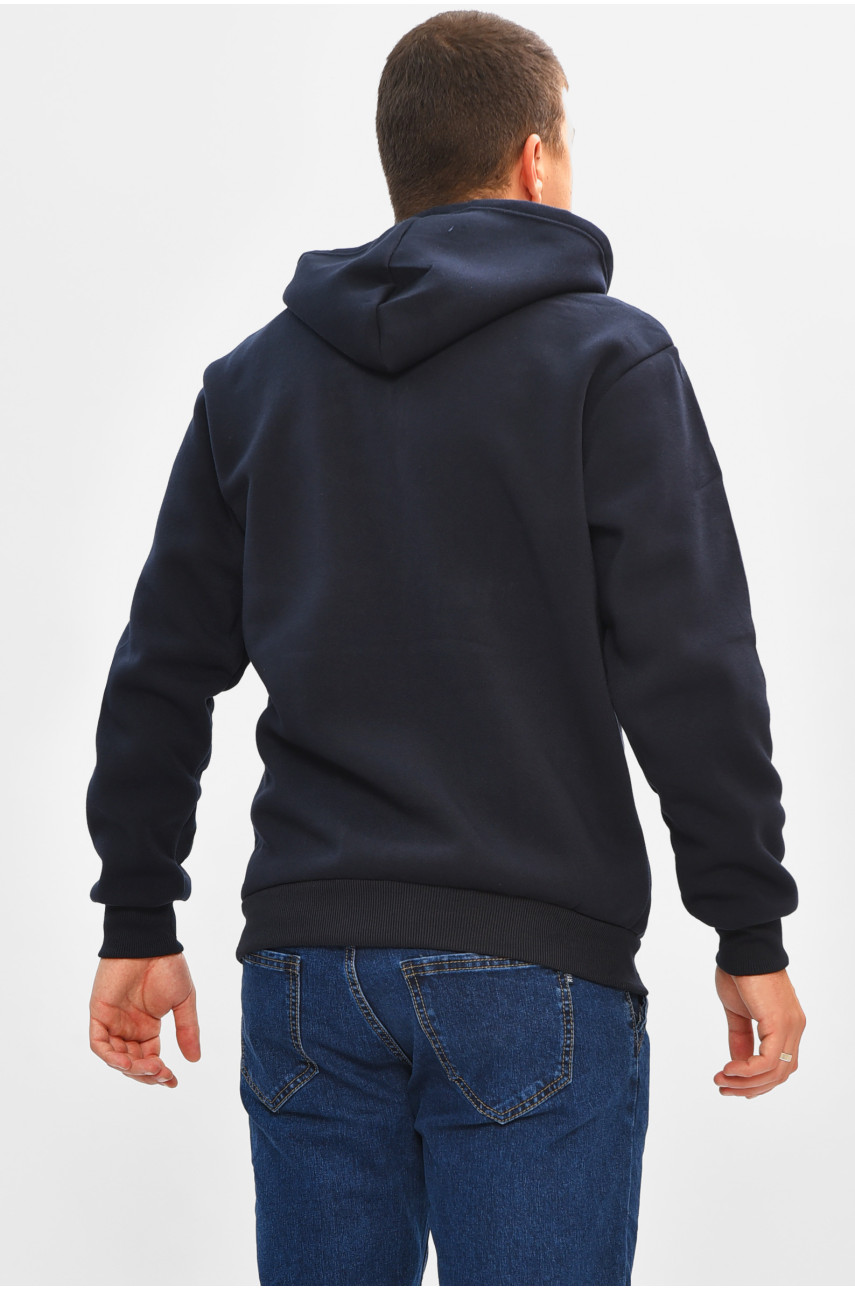 Кофта мужская однотонная на флисе тёмно-синего цвета 2536 207157