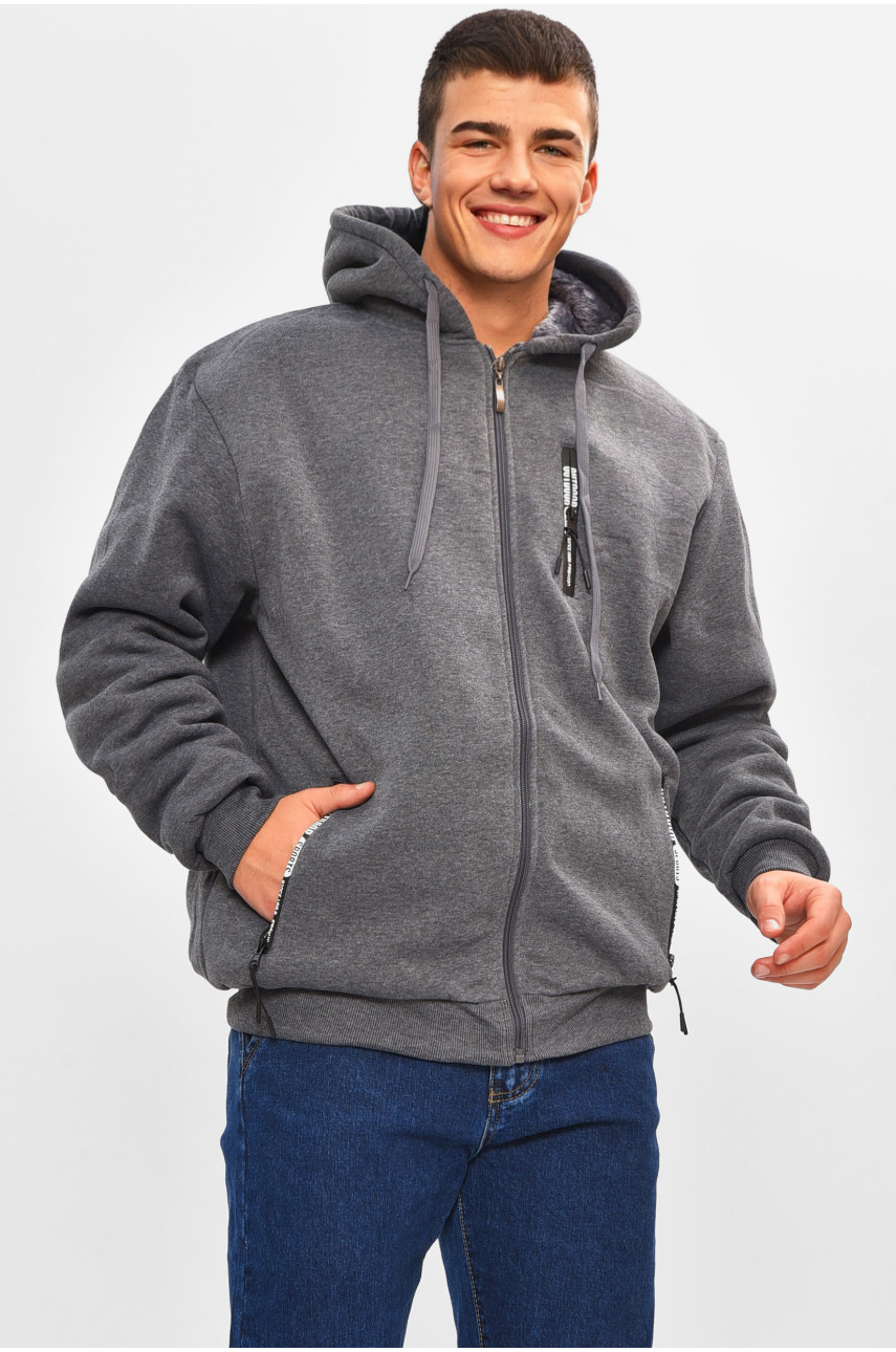 Кофта чоловіча однотонна на хутрі сірого кольору 2652 207158