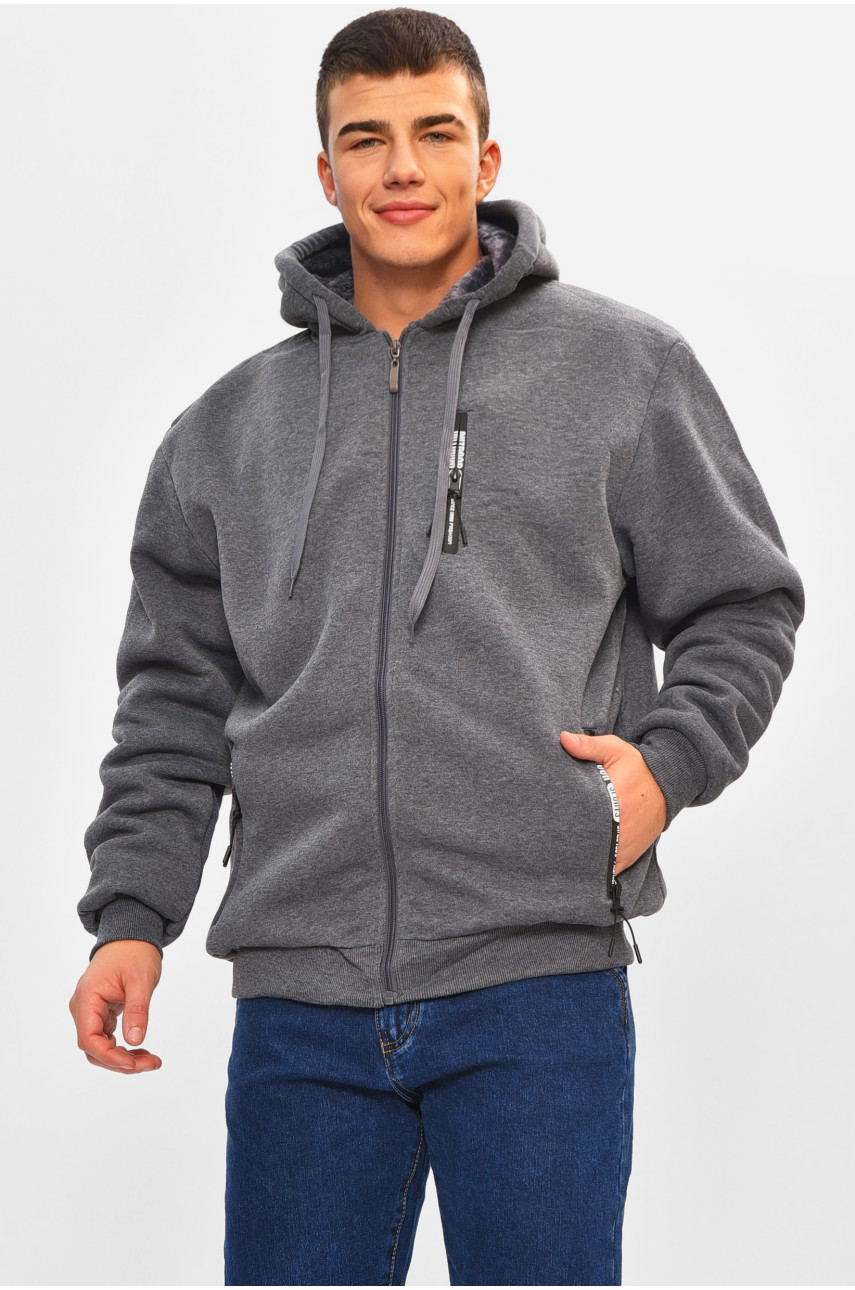 Кофта чоловіча однотонна на хутрі сірого кольору 2652 207158