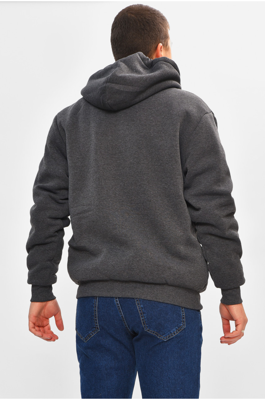 Кофта чоловіча однотонна на хутрі темно-сірого кольору 2652 207159