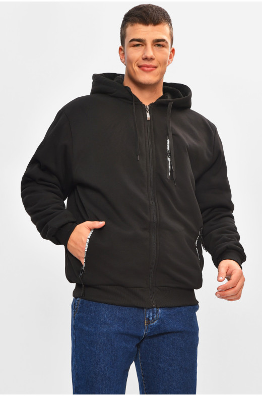 Кофта мужская однотонная на меху черного цвета 2652 207160