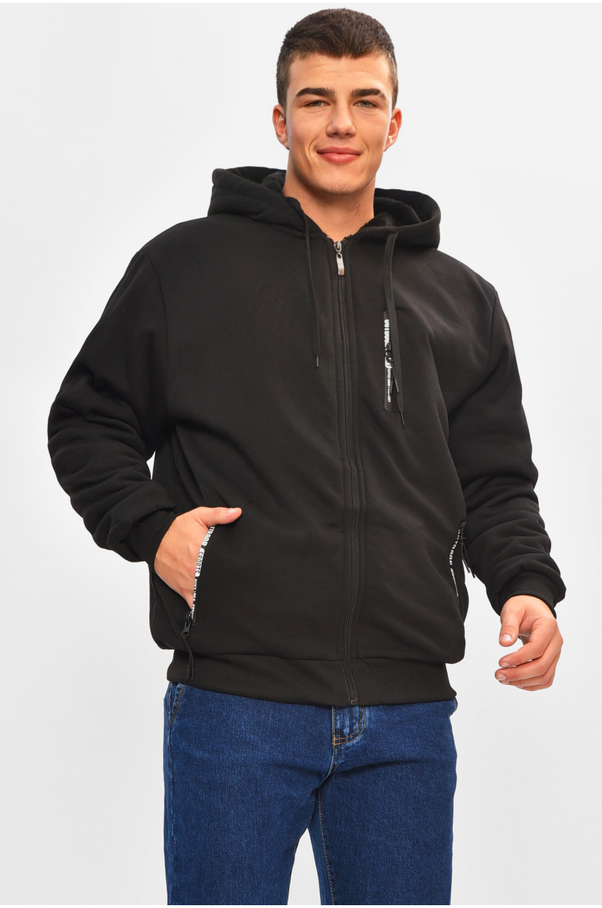 Кофта чоловіча однотонна на хутрі чорного кольору 2652 207160