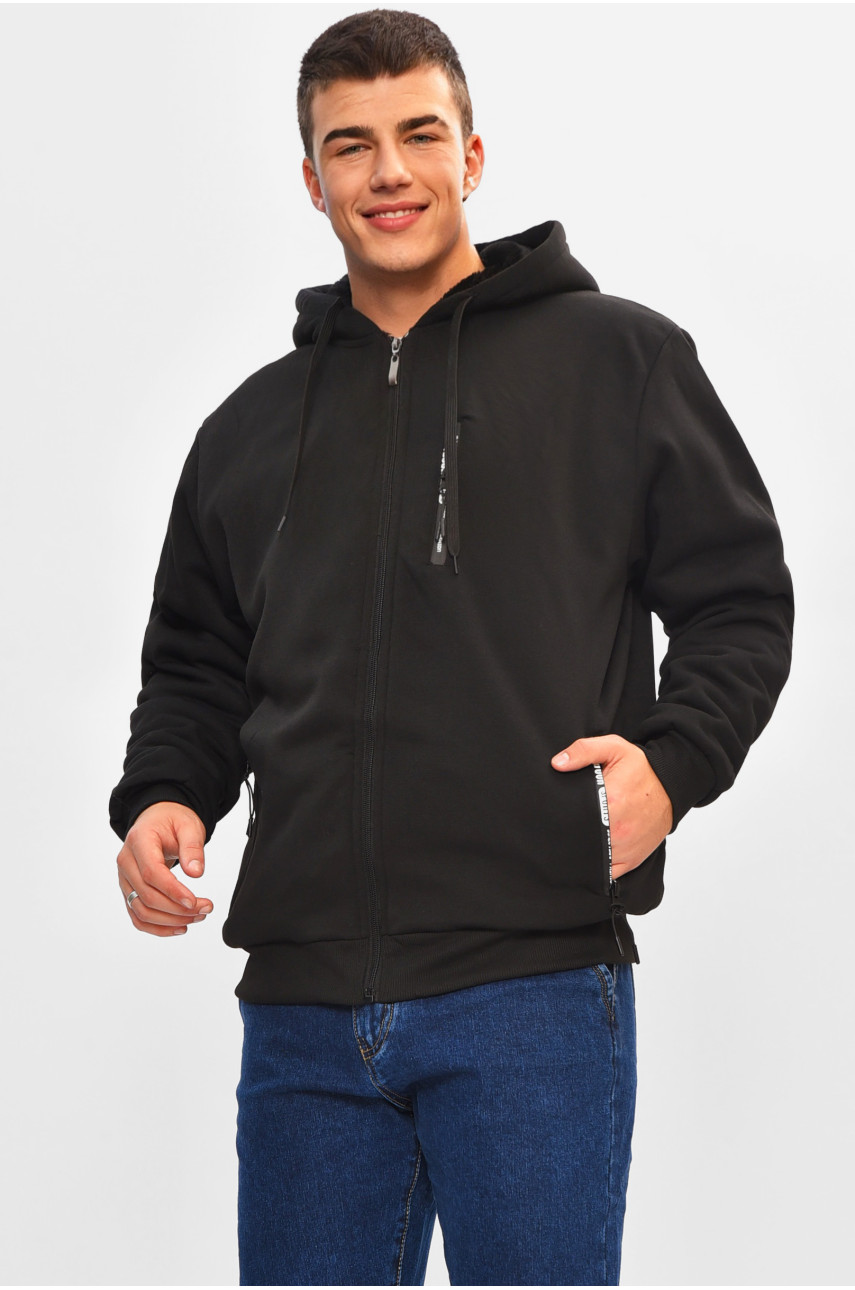 Кофта чоловіча однотонна на хутрі чорного кольору 2652 207160