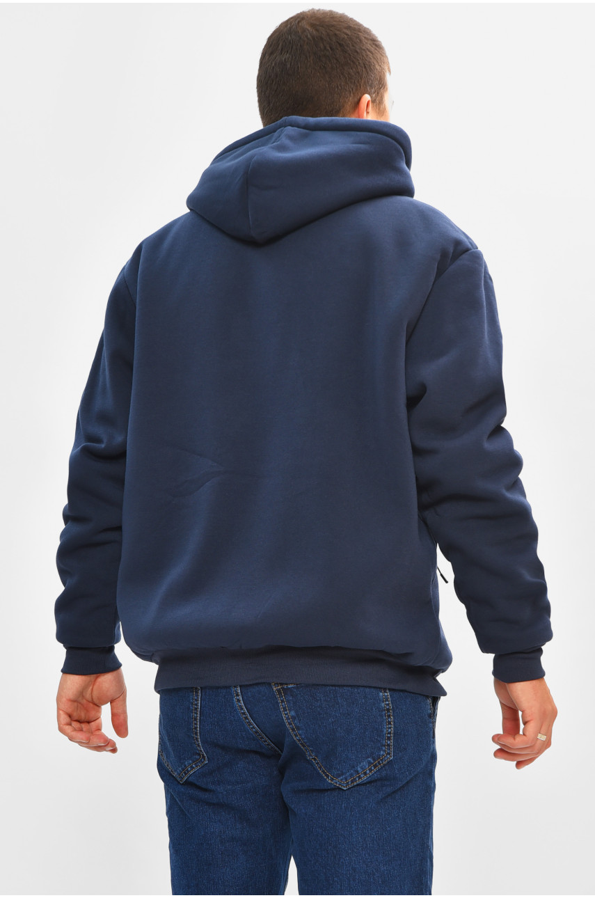 Кофта чоловіча однотонна на хутрі темно-синього кольору 2652 207161