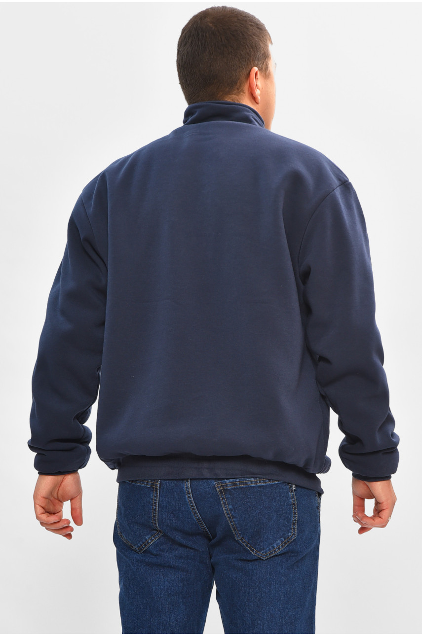 Кофта чоловіча однотонна на хутрі темно-синього кольору 2718 207174