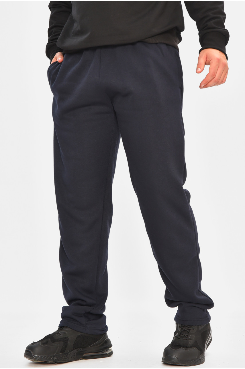 Спортивные штаны мужские на флисе темно-синего цвета R-0025-K 207175