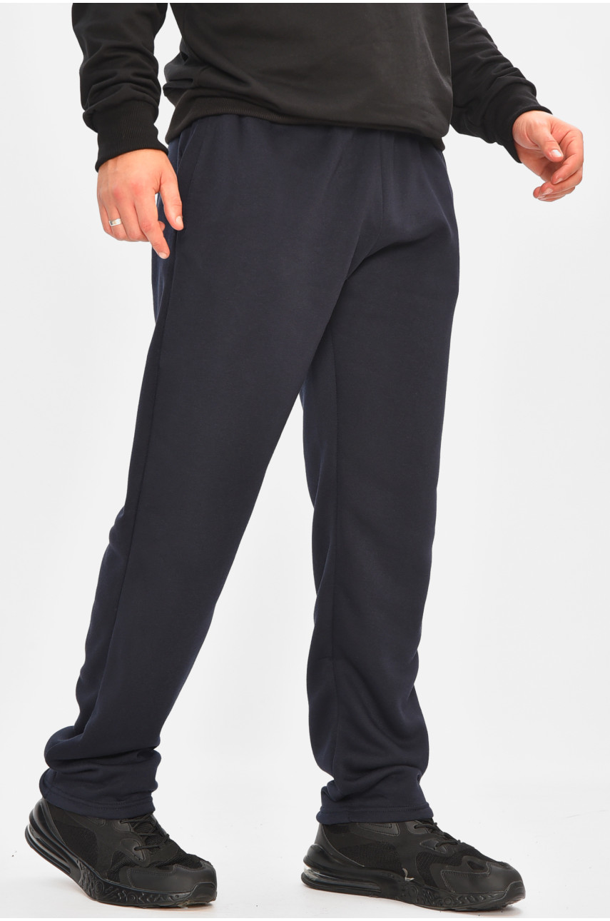 Спортивные штаны мужские на флисе темно-синего цвета R-0025-K 207175