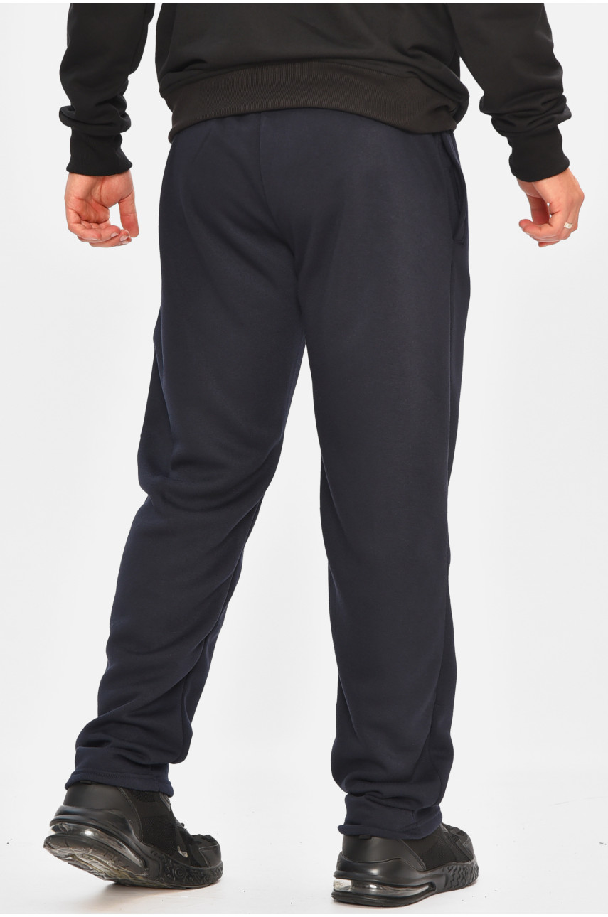 Спортивные штаны мужские на флисе темно-синего цвета R-0025-K 207175