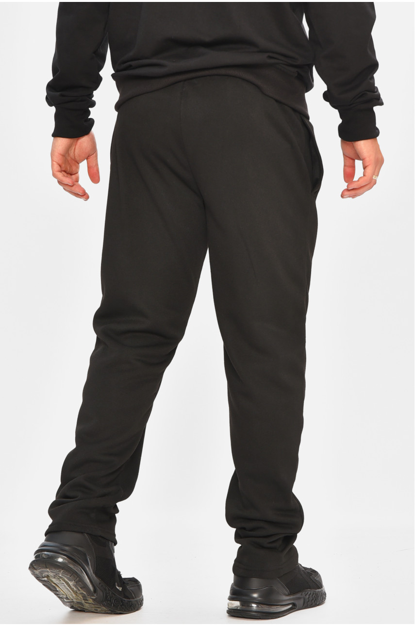 Спортивные штаны мужские на флисе черного цвета R-0025-K 207176
