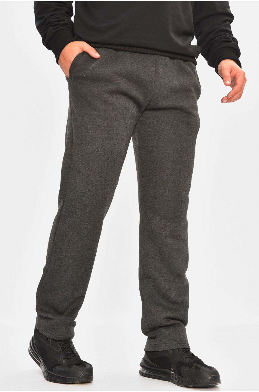 Спортивные штаны мужские на флисе тёмно-серого цвета R-0025-K 207177