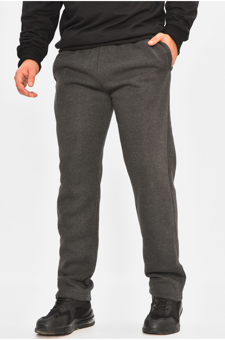 Спортивные штаны мужские на флисе тёмно-серого цвета R-0025-K 207177