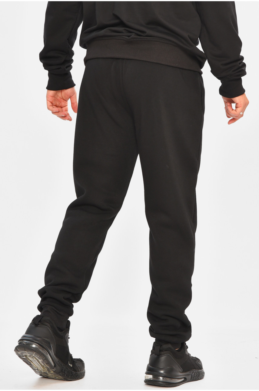 Спортивные штаны мужские на флисе черного цвета 09к 207178