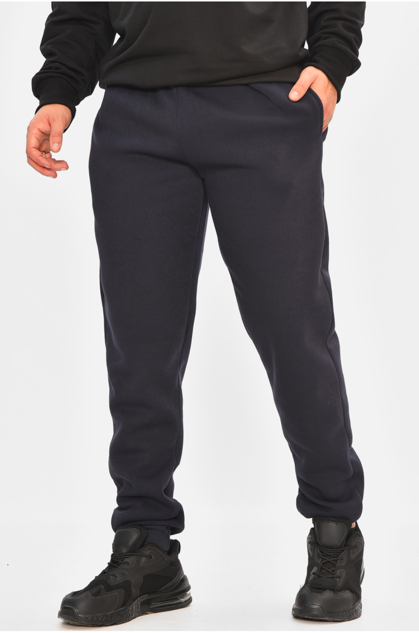 Спортивные штаны мужские на флисе тёмно-синего цвета 09к 207179