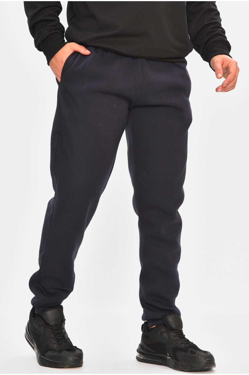 Спортивные штаны мужские на флисе тёмно-синего цвета 09к 207179