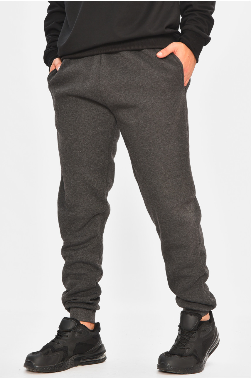 Спортивные штаны мужские на флисе тёмно-серого цвета 09к 207180