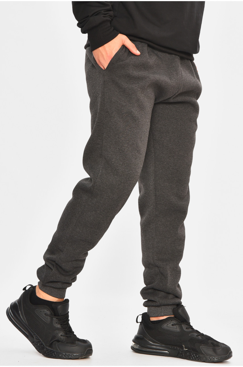Спортивные штаны мужские на флисе тёмно-серого цвета 09к 207180