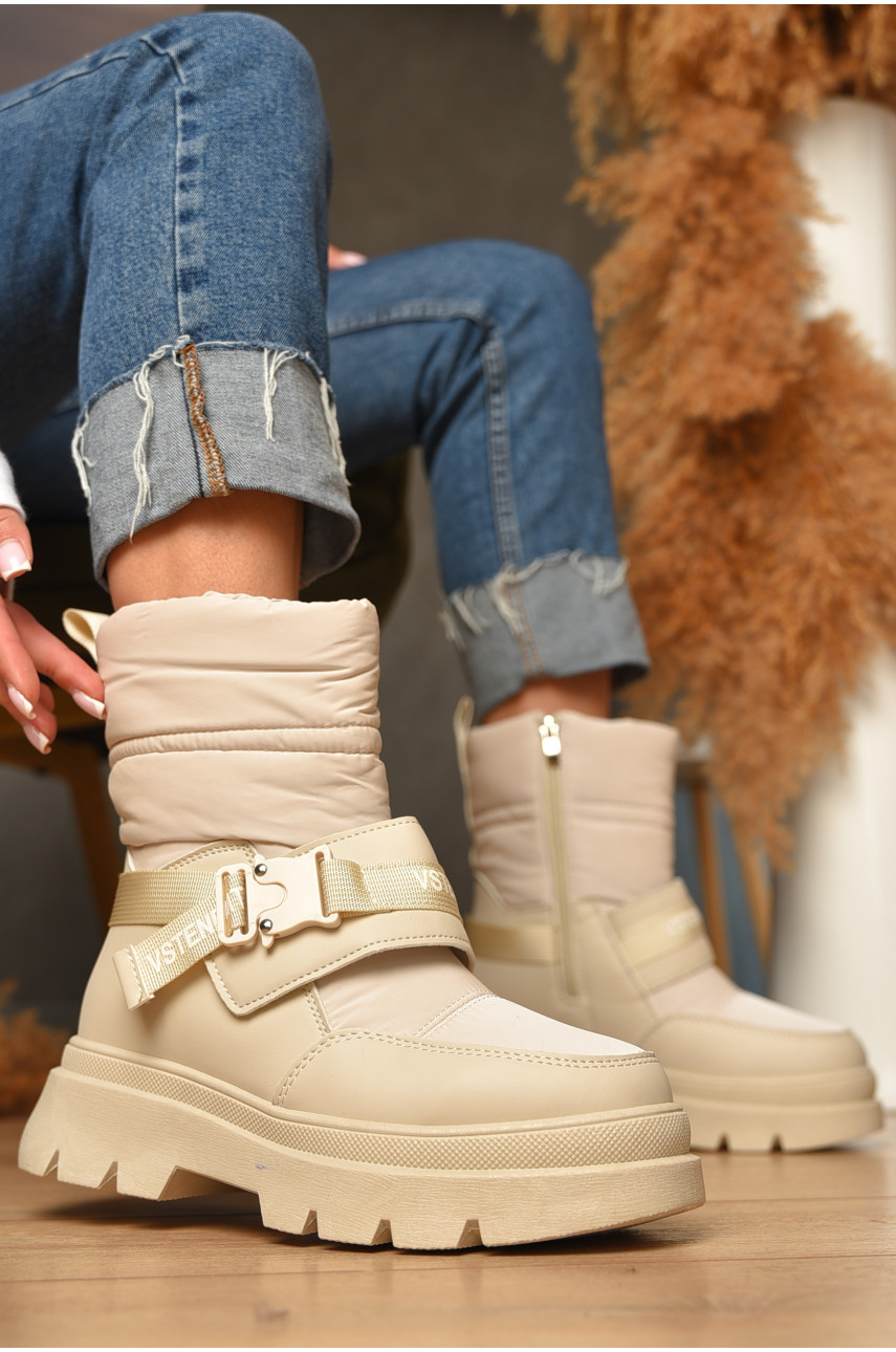 Дутики женские на меху бежевого цвета jp27 207181