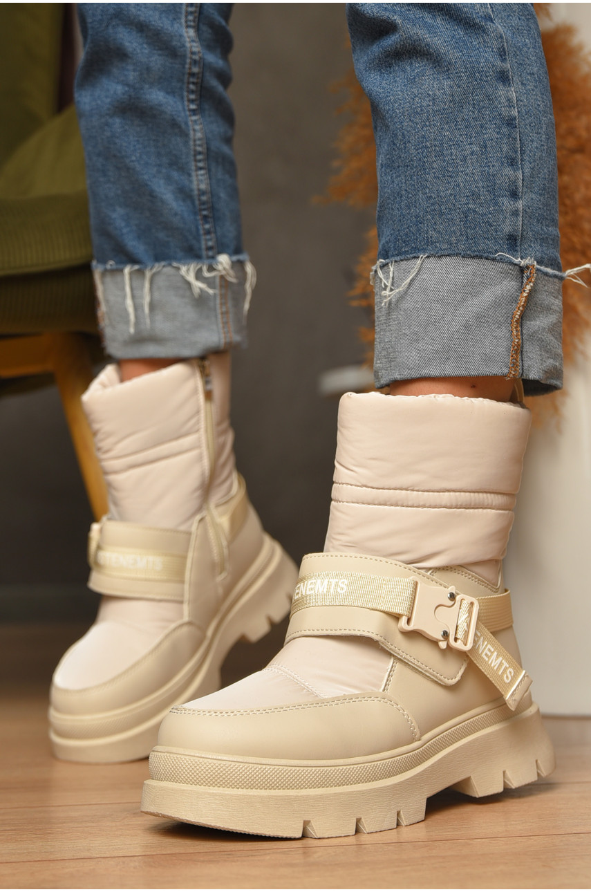 Дутики женские на меху бежевого цвета jp27 207181