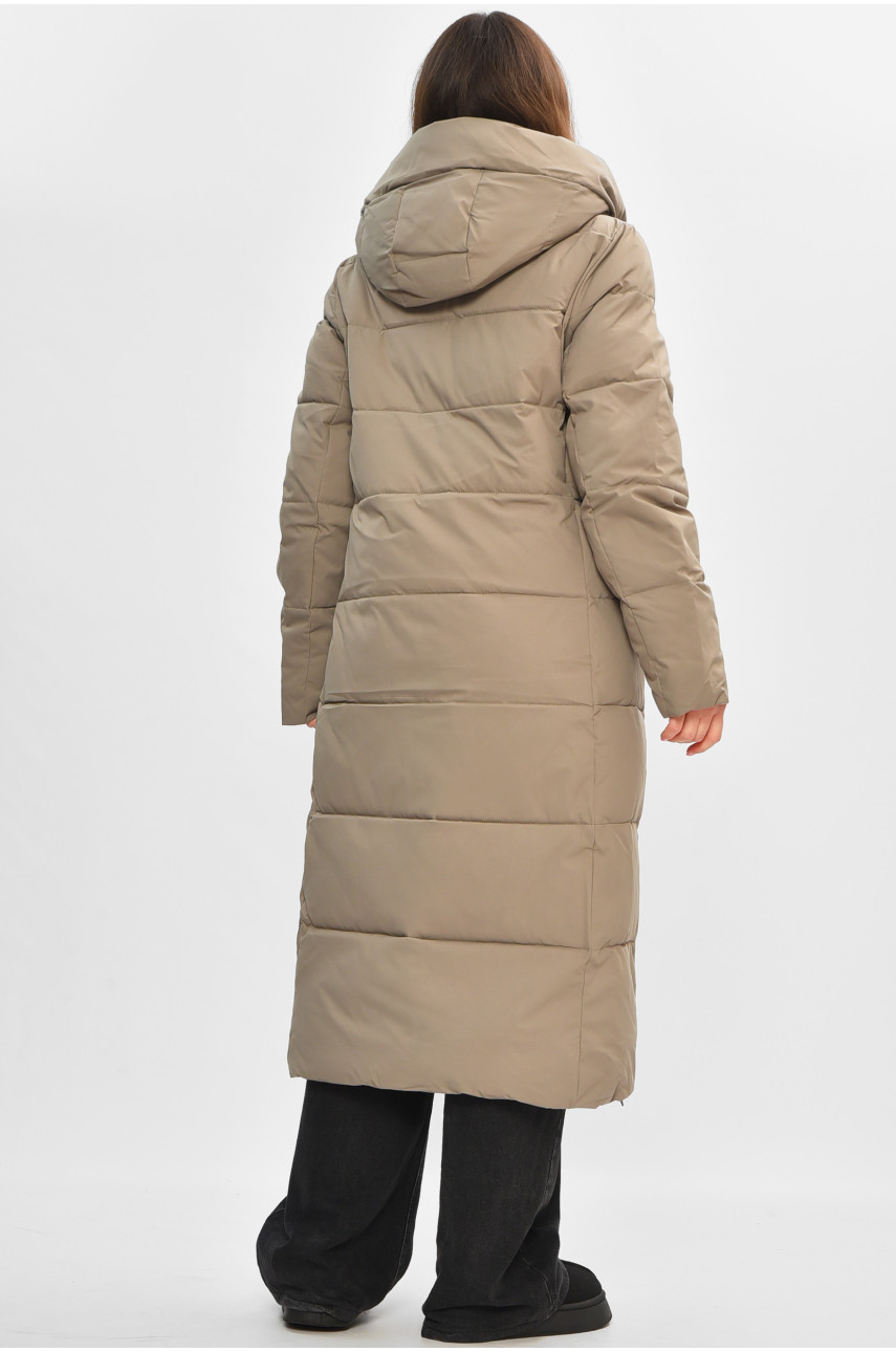 Куртка жіноча подовжена зимова кольору хакі 870 207186
