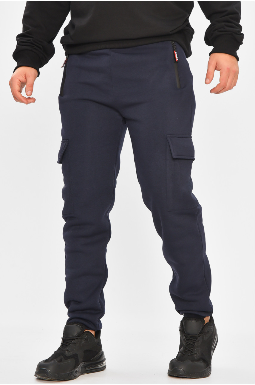 Спортивные штаны мужские на флисе тёмно-синего цвета L-6712 207199