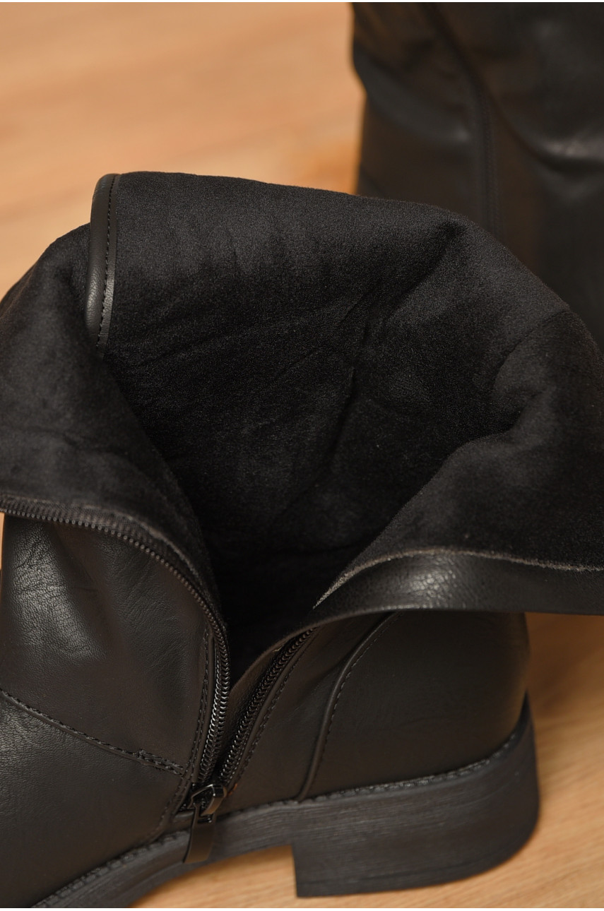 Полусапоги женские демисезонные черного цвета на флисе 2007 207200