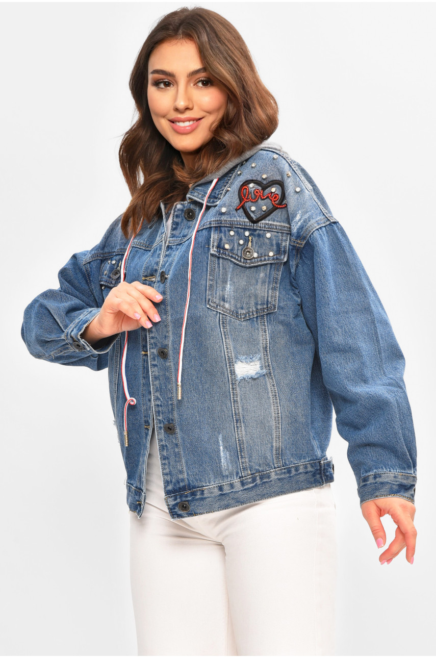 Куртка джинсова жіноча синього кольору 8801 207204