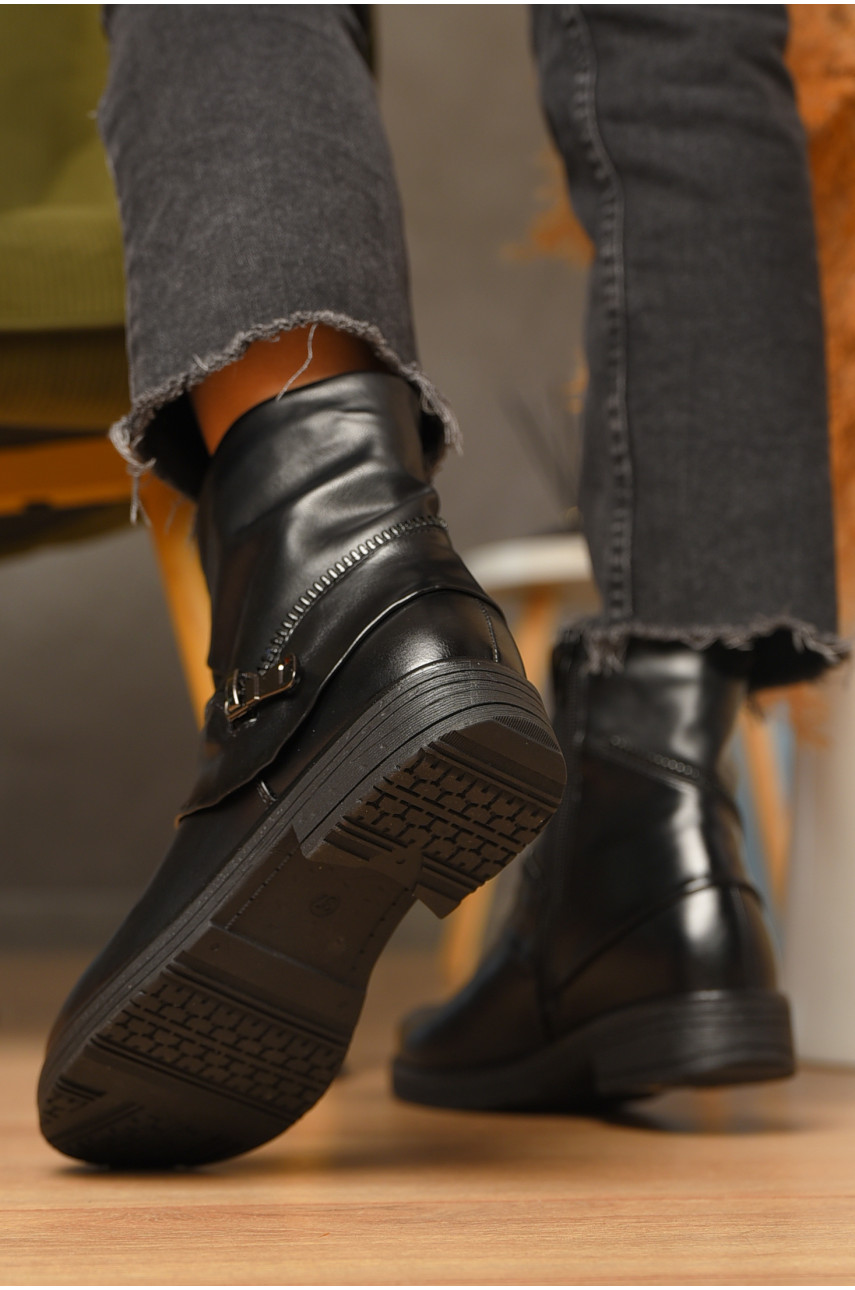 Ботинки женские демисезонные черного цвета на флисе 2042 207205