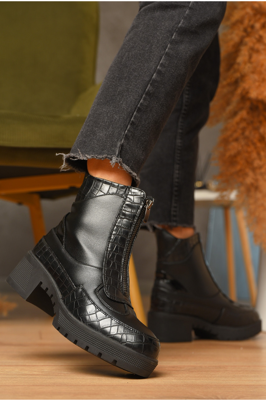 Ботинки женские демисезонные черного цвета на флисе 2038 207209