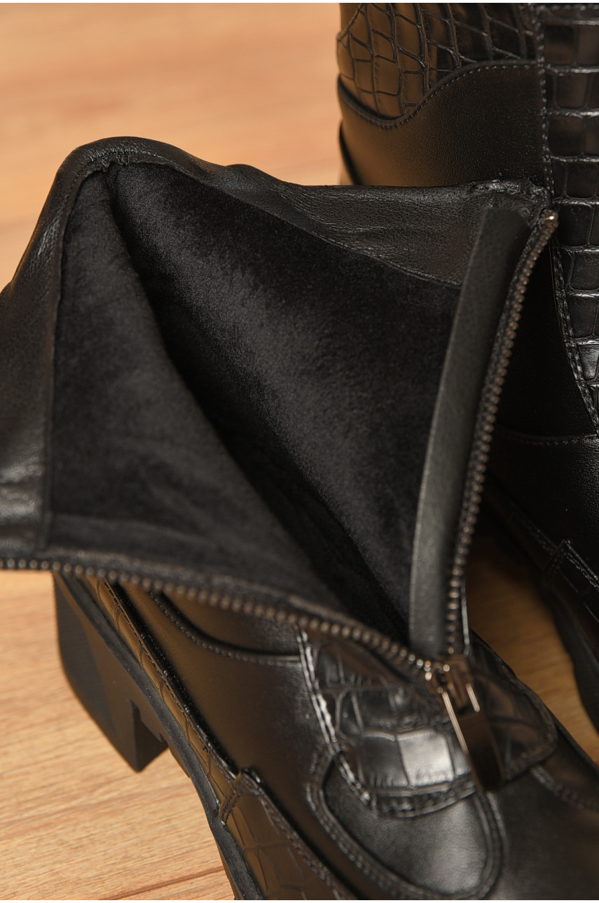 Ботинки женские демисезонные черного цвета на флисе 2038 207209