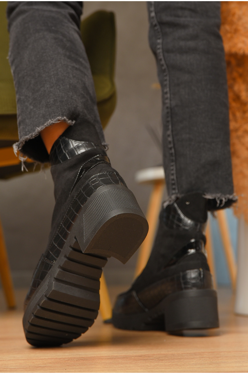 Ботинки женские демисезонные черного цвета на флисе 2038-1 207212