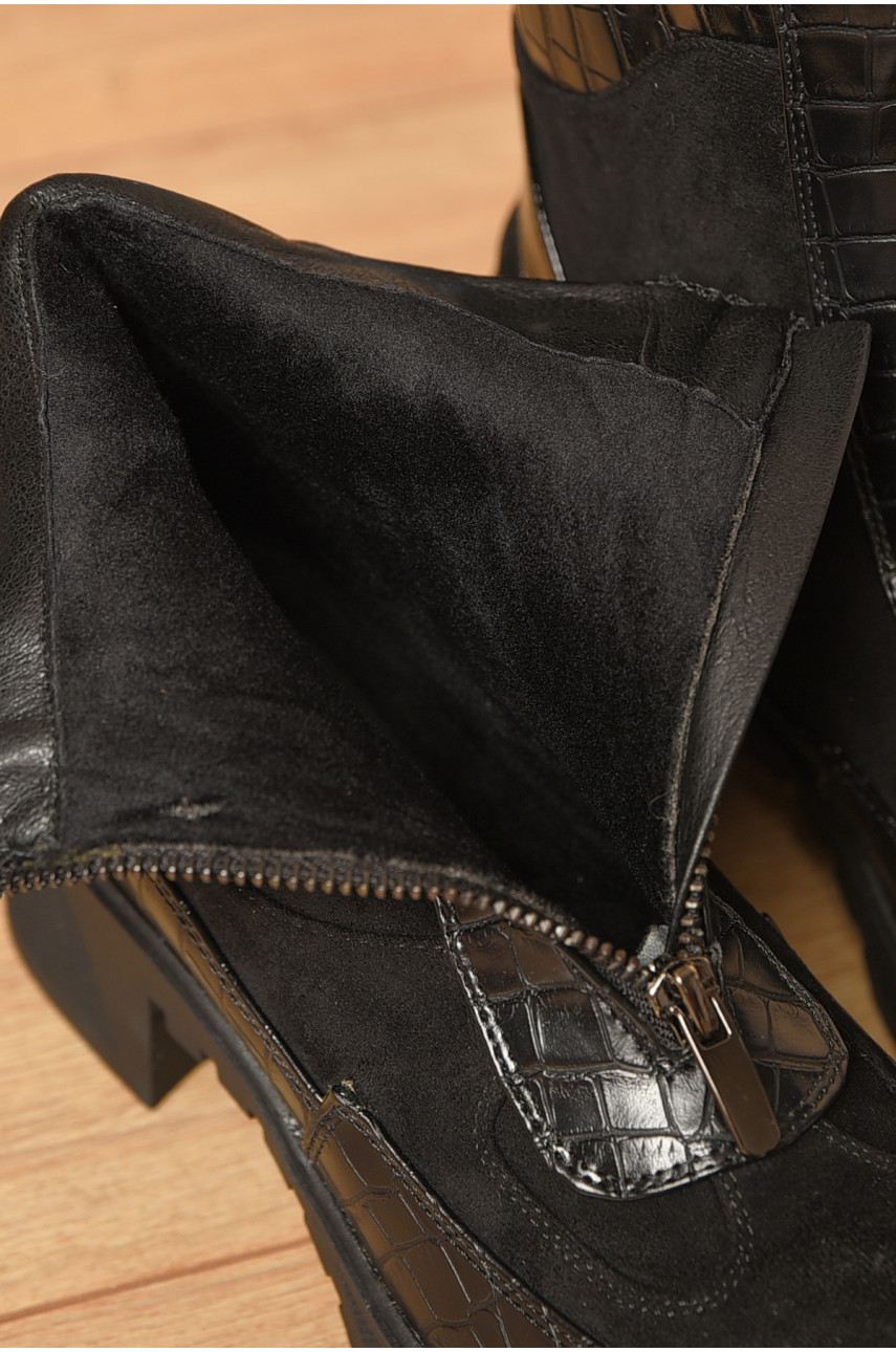 Ботинки женские демисезонные черного цвета на флисе 2038-1 207212
