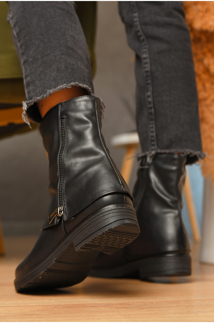 Ботинки женские демисезонные черного цвета на флисе 2043 207213