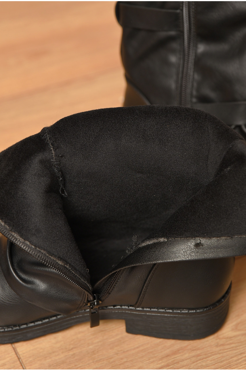 Ботинки женские демисезонные черного цвета на флисе 2049 207216