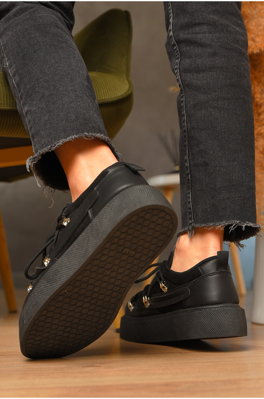 Кроссовки женские черного цвета на шнуровке 2025-96-1 207233