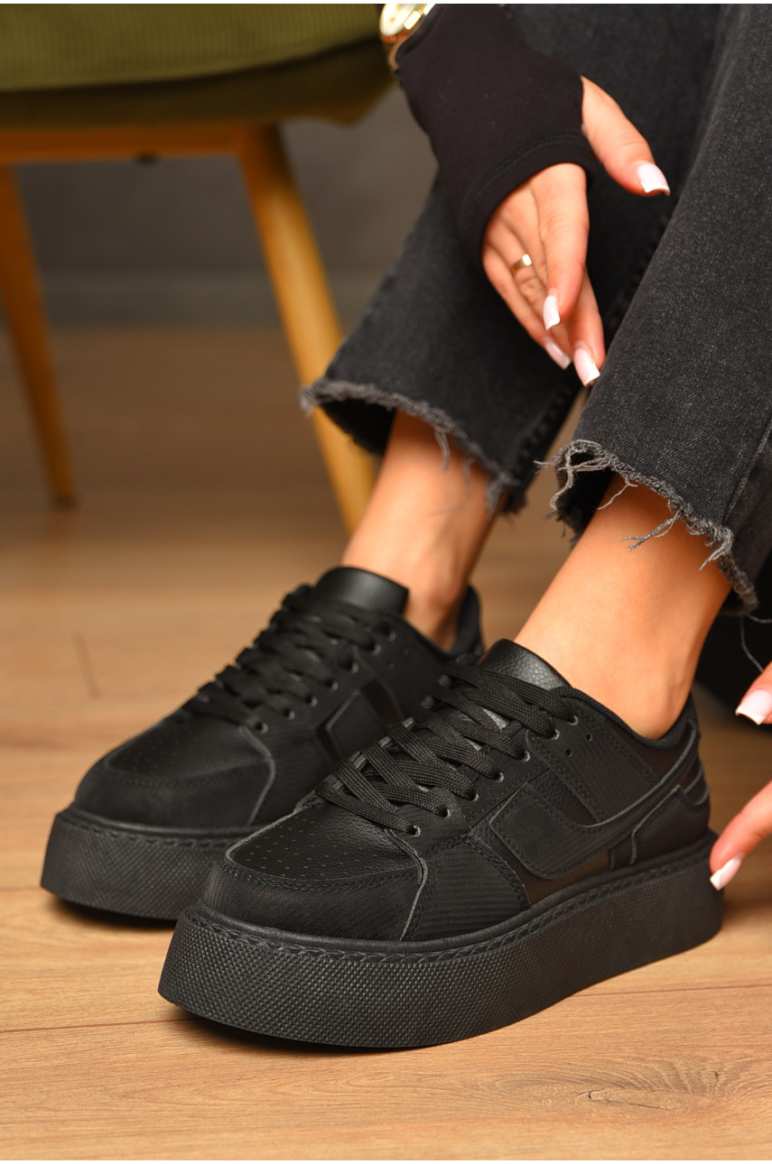 Кроссовки женские черного цвета на шнуровке 2025-16-1 207234