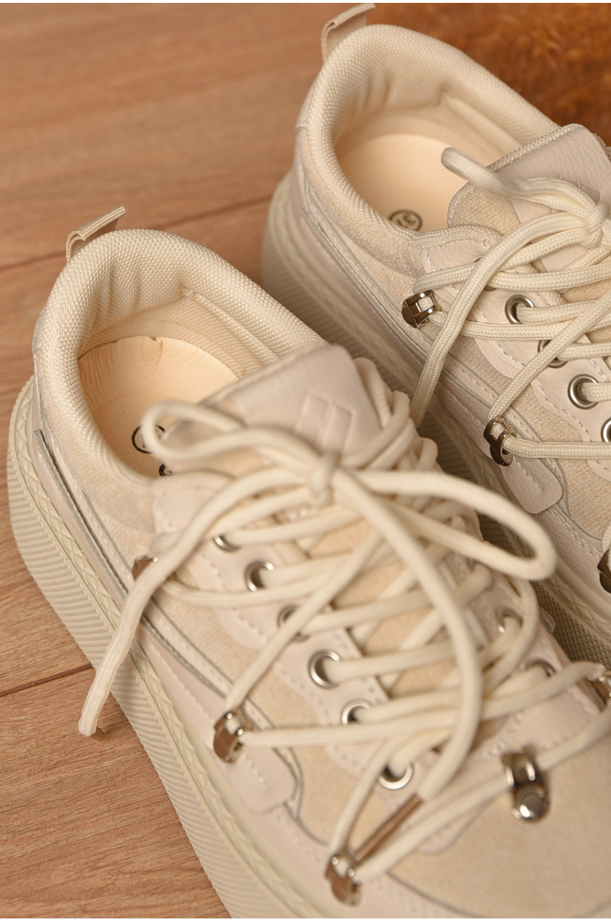 Кроссовки женские бежевого цвета на шнуровке 2025-96-3 207235