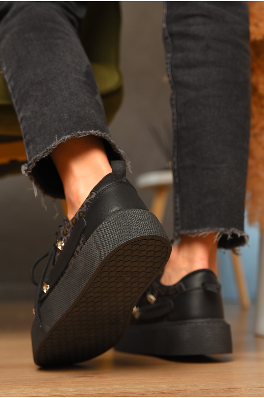 Кроссовки женские черного цвета на шнуровке 2025-95-1 207236