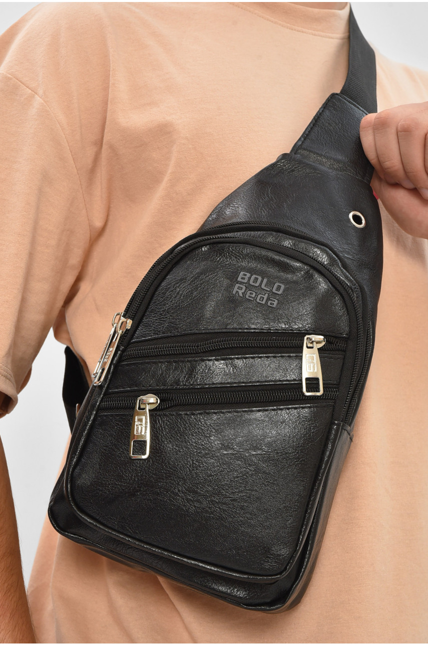 Сумка чоловіча через плече з екошкіри чорного кольору HY-1522 207237