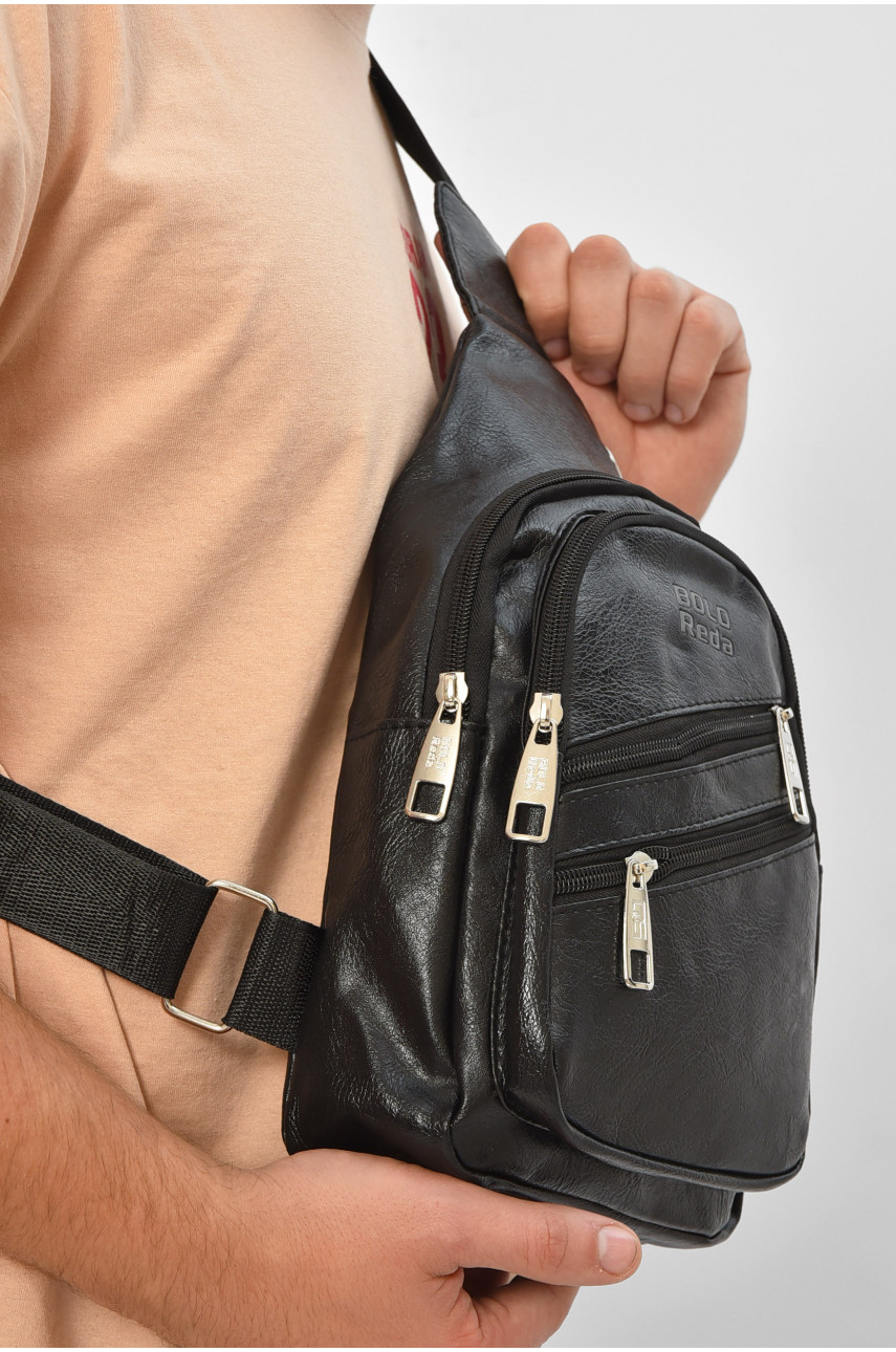 Сумка чоловіча через плече з екошкіри чорного кольору HY-1522 207237