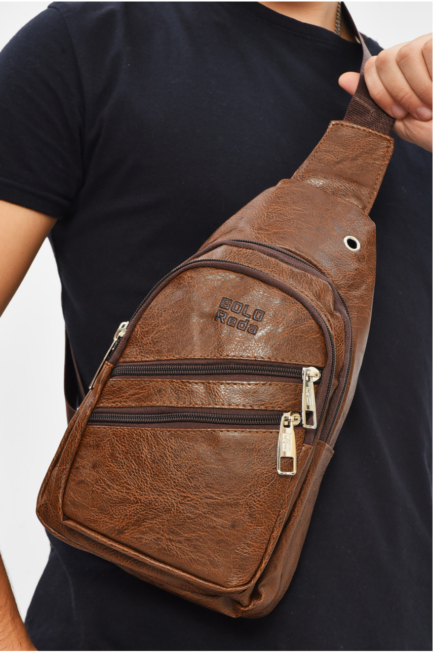 Сумка чоловіча через плече з екошкіри коричневого кольору HY-1522 207238