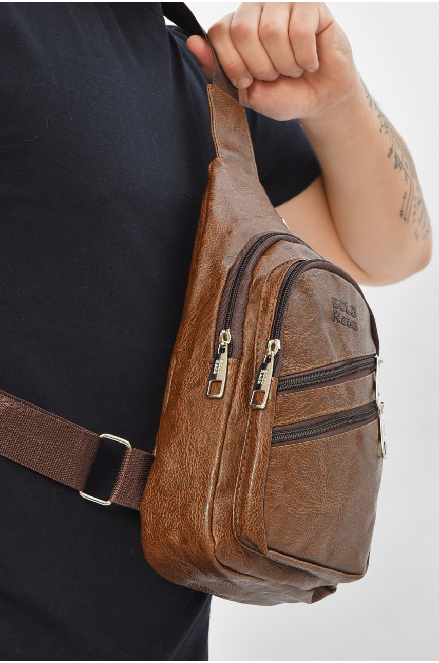 Сумка чоловіча через плече з екошкіри коричневого кольору HY-1522 207238