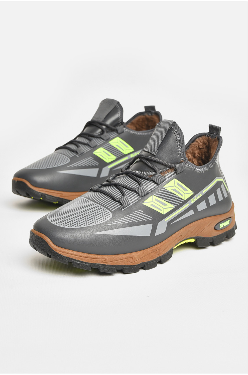 Кроссовки мужские с искуственным мехом серого цвета F309 207239