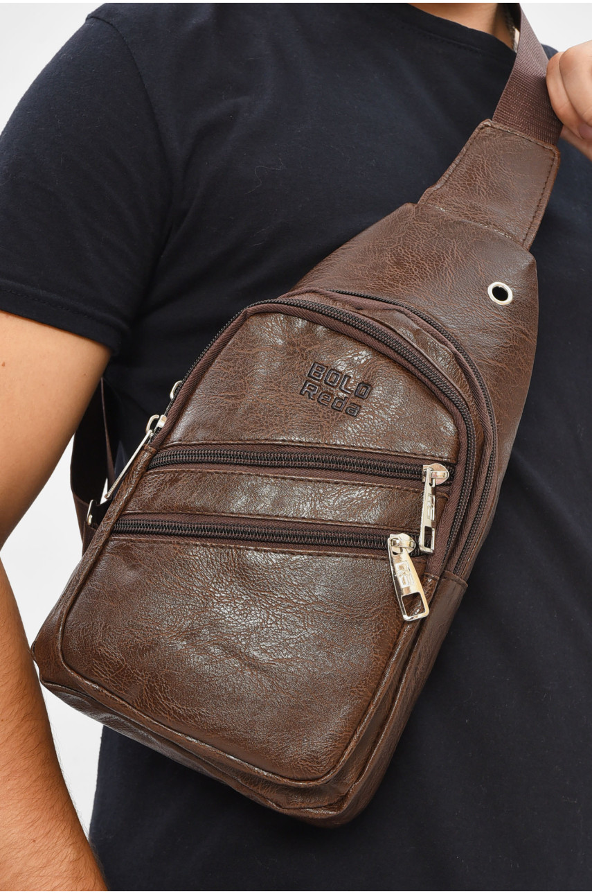 Сумка чоловіча через плече з екошкіри темно-коричневого кольору HY-1522 207240